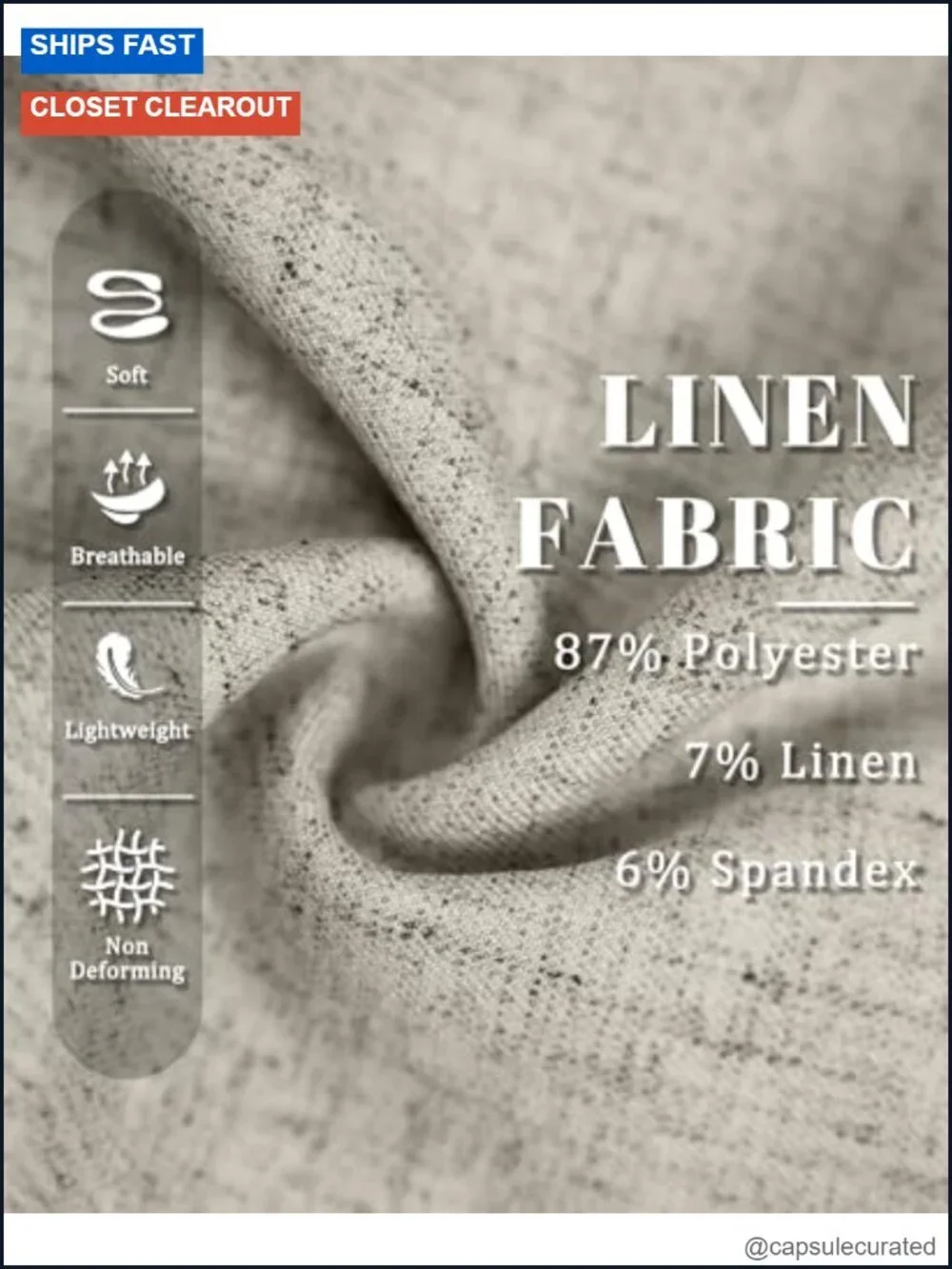 Linen Blend Pleated Wide Leg Dress Pants with Elastic Waistband